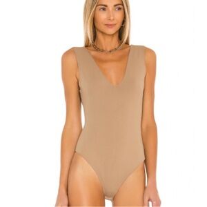 Free People Keep It Sleek Bodysuit in Tan Sz L